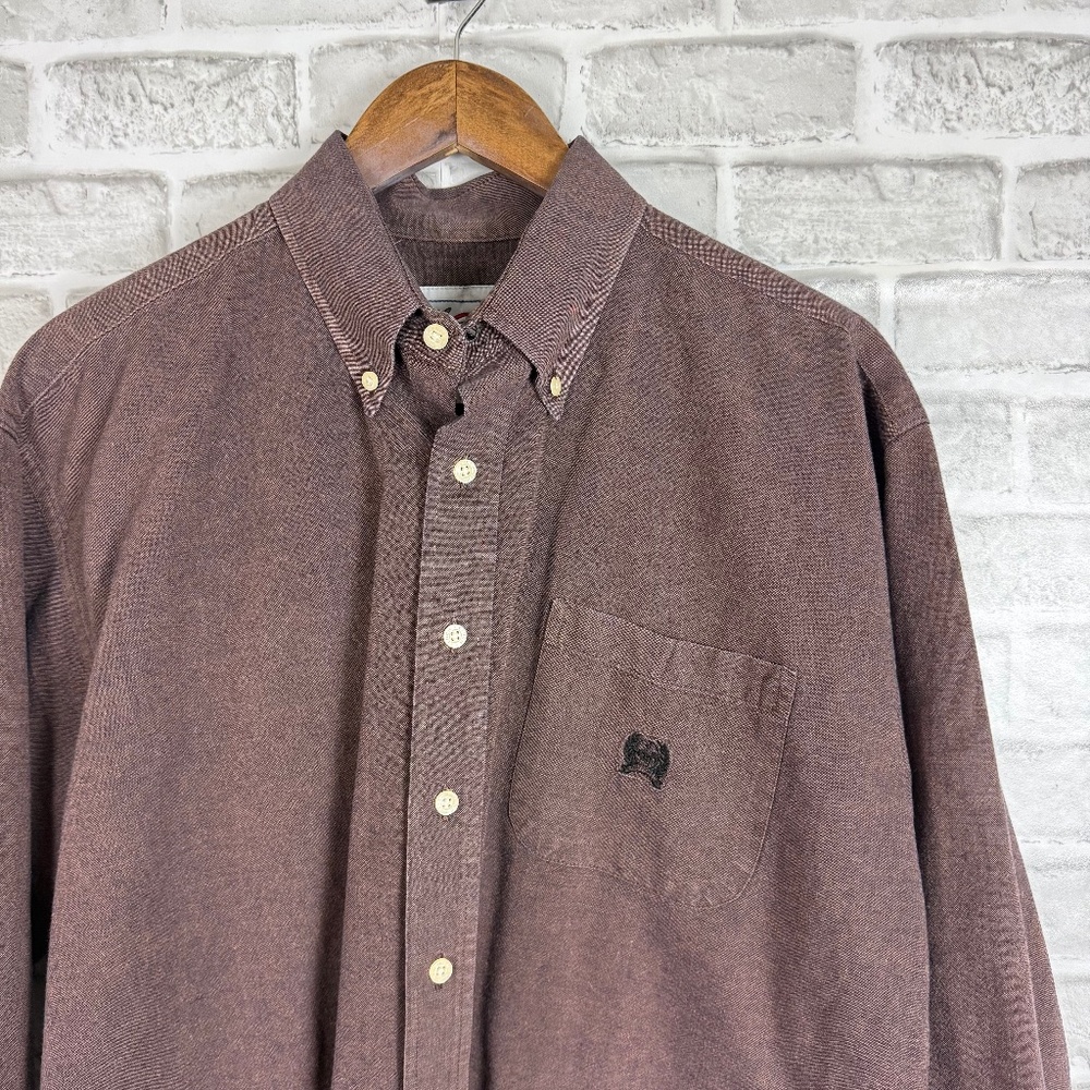 Cinch Western Solid Antique Brown Chest Pocket Button Down Shirt Mens LARGE